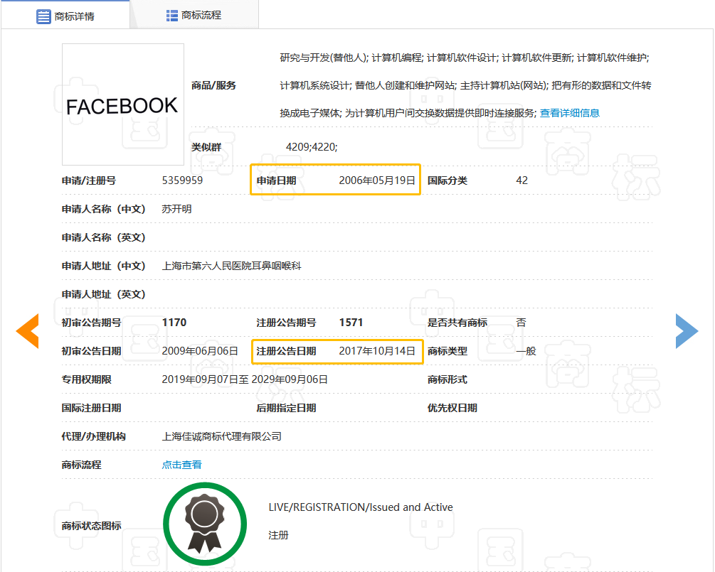 全球性社交網(wǎng)站“Facebook”的商標(biāo)被中國(guó)人無(wú)效了？